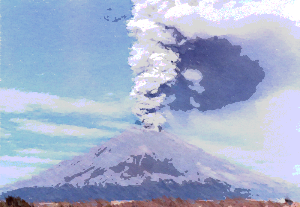Pasa el ratón y verás la foto del volcán Popocatépetl