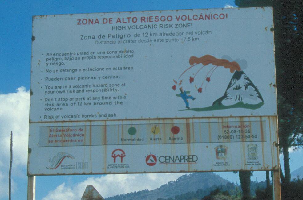 Aviso de riesgo volcánico